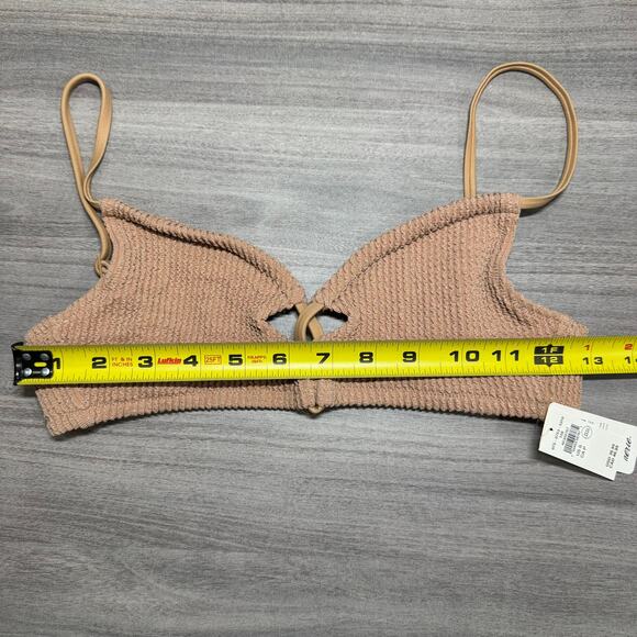 NWT Aerie Scoop bikini top tan glittery adjustable hook in the back sz small - Picture 2 of 6